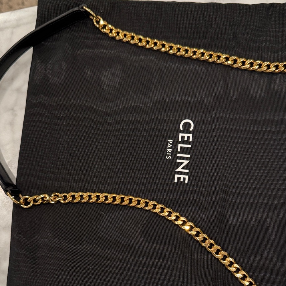 Celine WOC Triomphe wallet on chain Margo blk leather crossbody clutch purse bag - Picture 10 of 15
